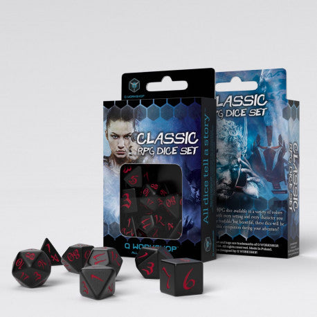 Klassisches RPG-Würfelset in Schwarz und Rot