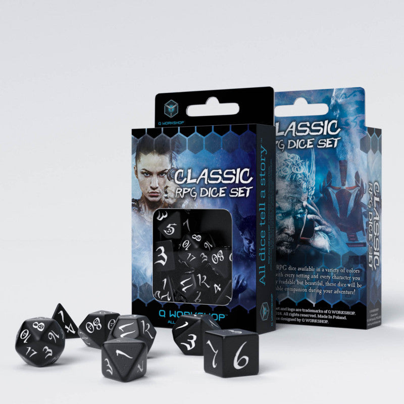 Klassisches RPG-Würfelset in Schwarz und Weiß