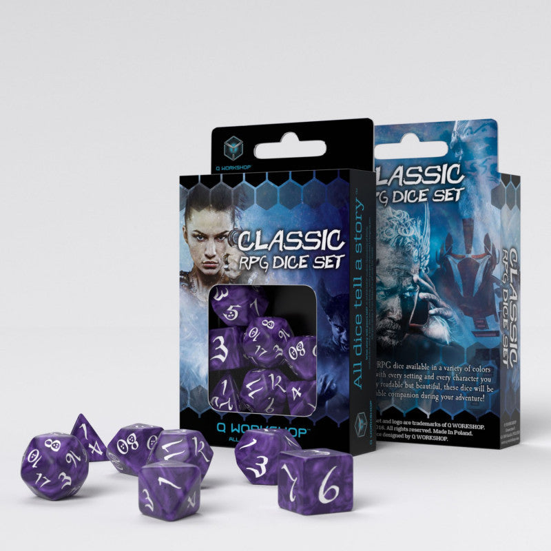 Klassisches RPG-Würfelset in Lavendel und Weiß
