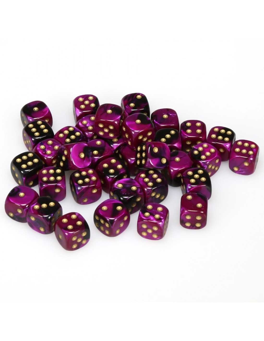 12mm d6 Schwarz-Lila/Gold (36 Würfel)