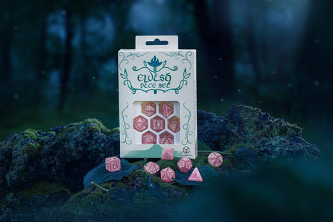 Elfenhaftes schimmerndes rosa und weißes Würfelset