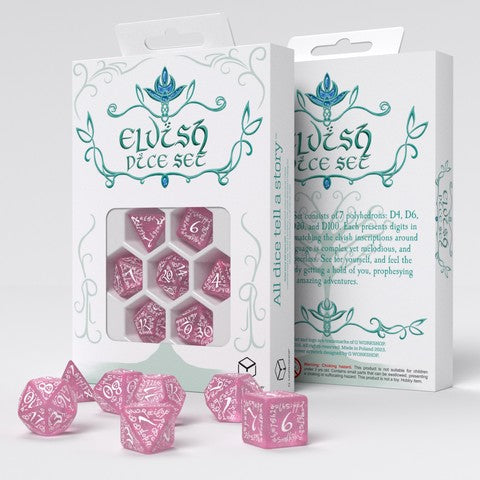 Elfenhaftes schimmerndes rosa und weißes Würfelset