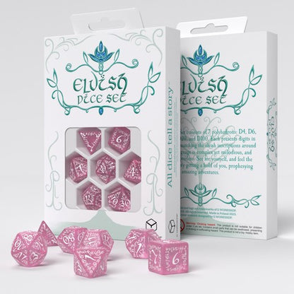 Elfenhaftes schimmerndes rosa und weißes Würfelset