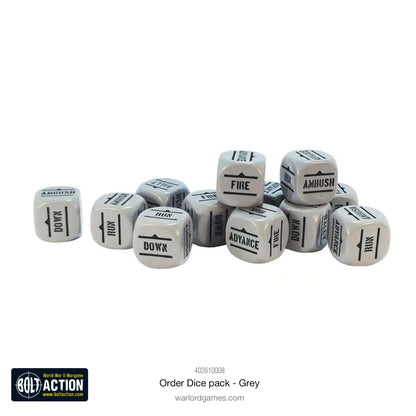 Bolt Action - Orders Dice Pack - Grey