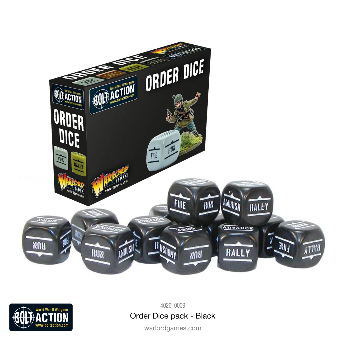 Bolt Action - Orders Dice Pack - Black