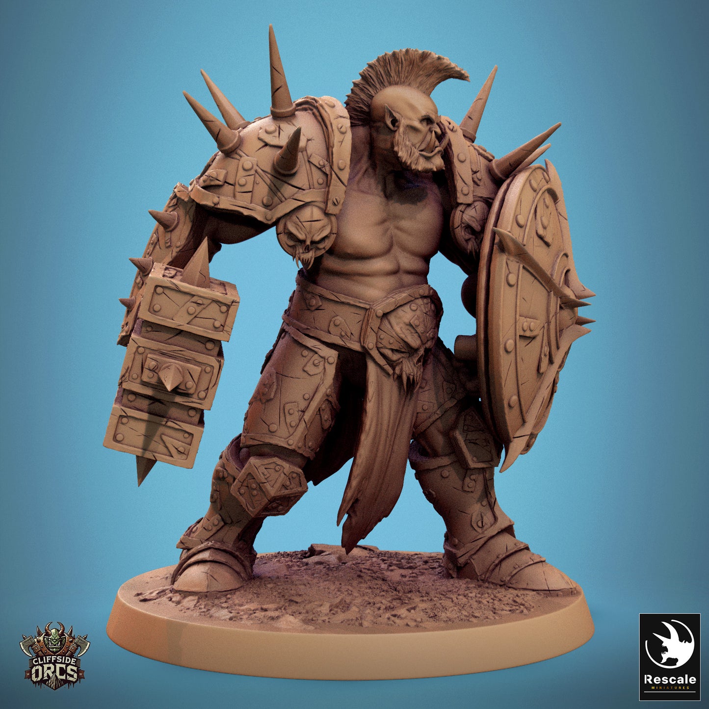 Brutaler Ork Hammer Schild - Ständer
