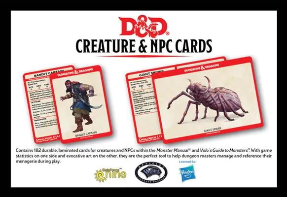 D&amp;D Monster Cards: NPCs and Creatures