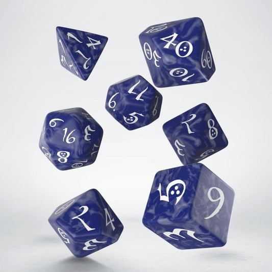 Klassisches RPG-Würfelset in Kobalt und Weiß