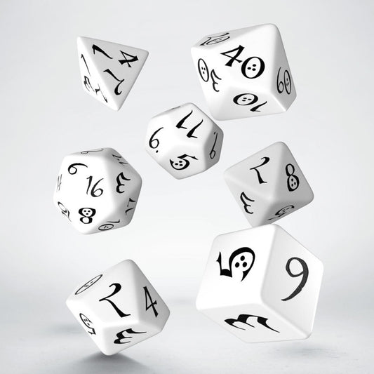 Klassisches RPG-Würfelset in Weiß und Schwarz