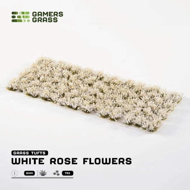 White Rose Flowers 6mm